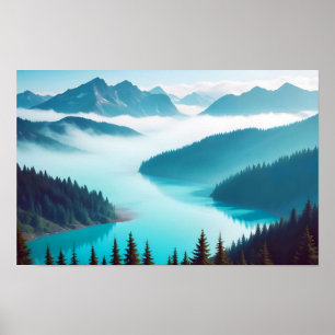 Panoramalandschaft Berge Malerische Natur Poster
