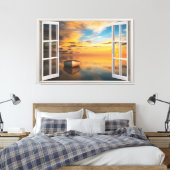 Panoramalandschaft durch die FensterIllusion Leinwanddruck (Insitu (Schlafzimmer))