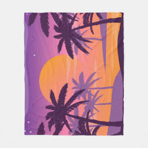 Panoramalandschaft: Sonnenuntergang mit Palmen. Fleecedecke