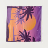 Panoramalandschaft: Sonnenuntergang mit Palmen. Wandteppich (Vorderseite (Horizontal))