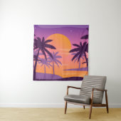 Panoramalandschaft: Sonnenuntergang mit Palmen. Wandteppich (Beispiel)