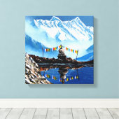 Panoramasicht auf den Berg Nepal von Annapurna Leinwanddruck (Insitu (Holzboden))