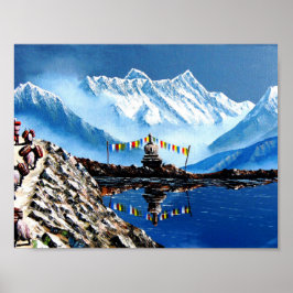 Panoramasicht auf den Berg Nepal von Annapurna Poster