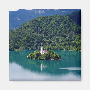 Panoramasicht auf den Bled-See Magnet