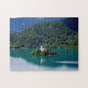 Panoramasicht auf den Bled-See mit Wallfahrtskirch Puzzle