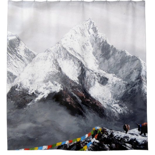 Panoramasicht auf den Everest Mountain Duschvorhang (Vorderseite)