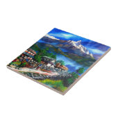 Panoramasicht auf den Everest Mountain Nepal Fliese (Seite)