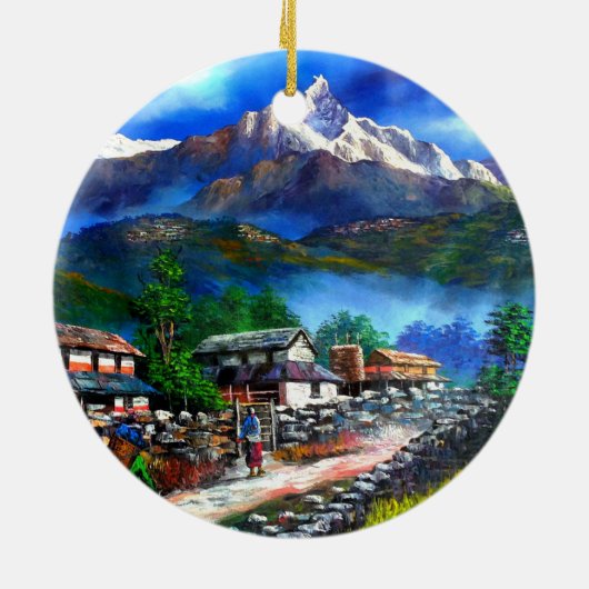 Panoramasicht auf den Everest Mountain Nepal Keramikornament (Hinten)
