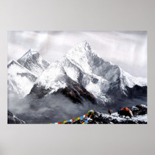 Panoramasicht auf den Everest Mountain Poster