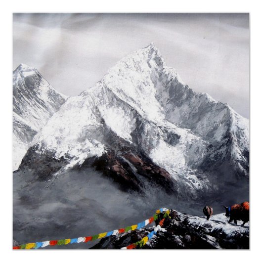 Panoramasicht auf den Everest Mountain Poster (Vorderseite)