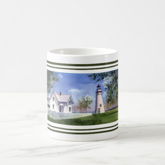 Panoramasicht auf den Leuchtturm von Marblehead Kaffeetasse (Mittel)