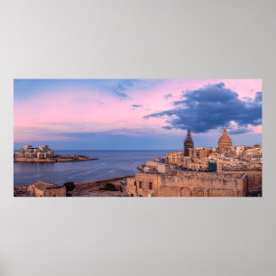 Panoramasicht auf den Sonnenuntergang über Vallett Poster