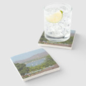 Panoramasicht auf den Strand von Flamingo, Costa R Steinuntersetzer (Seitenansicht)