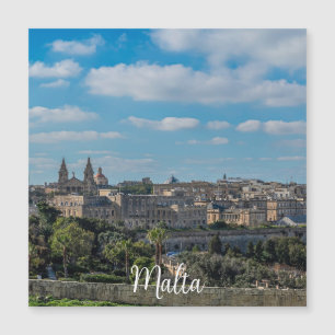 Panoramasicht auf die Altstadt von Valletta in Mal Magnetkarte