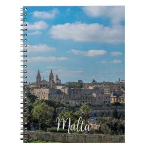 Panoramasicht auf die Altstadt von Valletta in Mal Notizblock