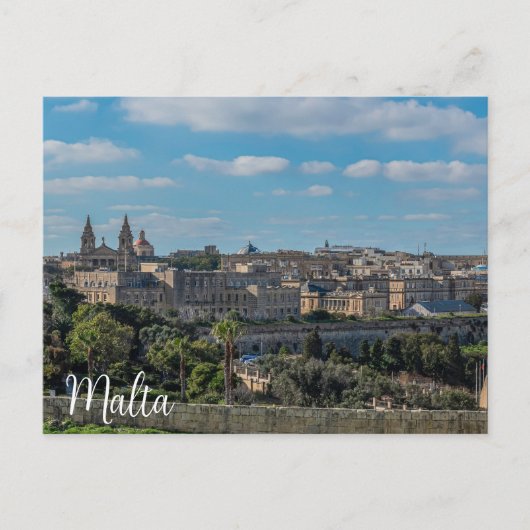 Panoramasicht auf die Altstadt von Valletta in Mal Postkarte (Vorderseite)