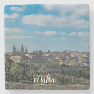 Panoramasicht auf die Altstadt von Valletta in Mal Steinuntersetzer