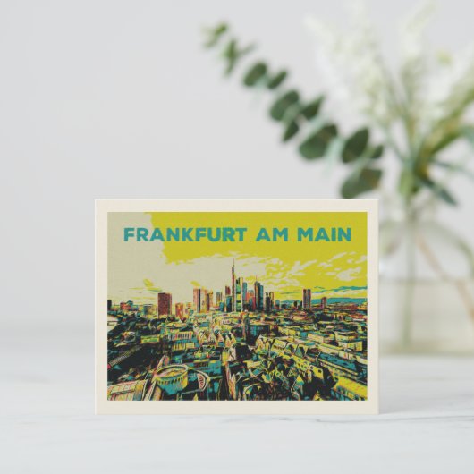 Panoramasicht auf die Frankfurter Illustration Postkarte (Stehend Vorderseite)