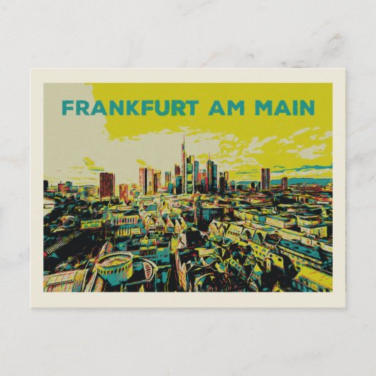 Panoramasicht auf die Frankfurter Illustration Postkarte (Vorderseite)