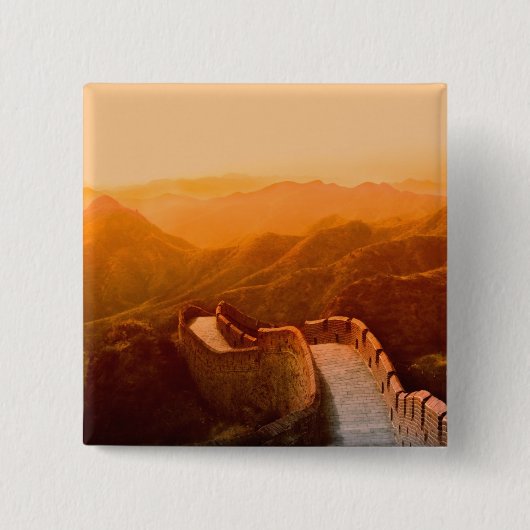 Panoramasicht auf die Große Mauer, China Button (Vorderseite)