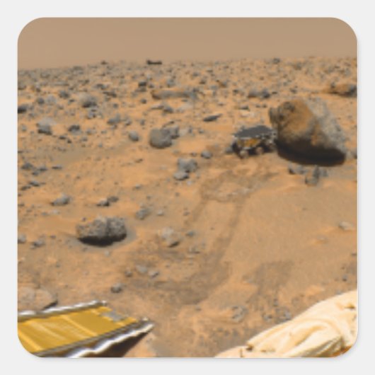Panoramasicht auf die Mars 5 Quadratischer Aufkleber (Vorderseite)