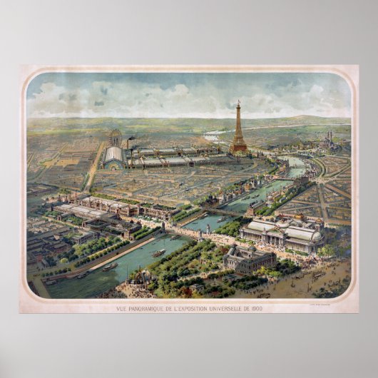 Panoramasicht auf die Pariser Exposition 1900 Poster (Vorne)