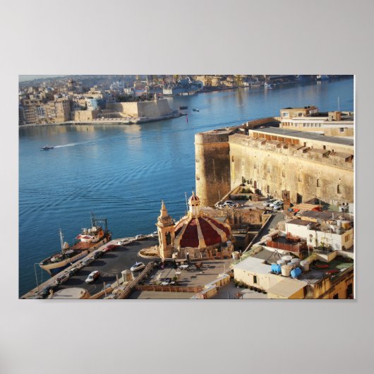 Panoramasicht auf die Skyline von Valletta, Malta Poster (Vorne)