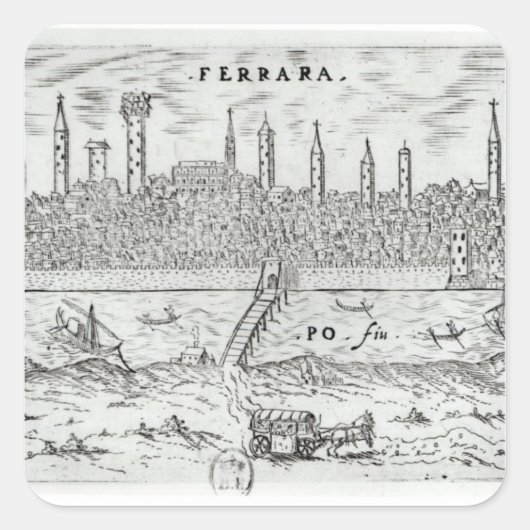 Panoramasicht auf Ferrara Quadratischer Aufkleber (Vorderseite)