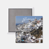 Panoramasicht auf Oia, Griechenland Magnet (Vorderseite/Rückseite)