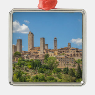 Panoramasicht auf San Gimignano Toskana Italien Ornament Aus Metall