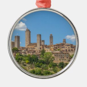 Panoramasicht auf San Gimignano Toskana Italien Silbernes Ornament