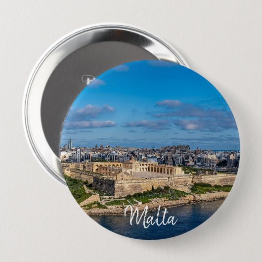Panoramasicht auf Sliema in Malta Button (Vorne & Hinten)