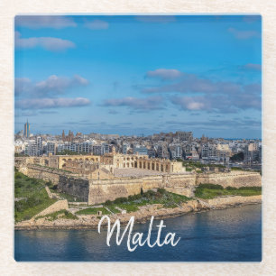Panoramasicht auf Sliema in Malta Glasuntersetzer