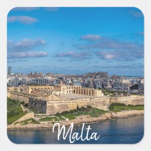Panoramasicht auf Sliema in Malta Quadratischer Aufkleber