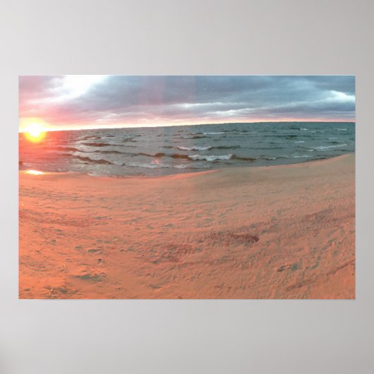 Panoramasonneuntergang am Lake Michigan Poster (Vorne)