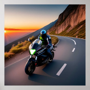 Panoramatische Mountain Motorradtour für Motorradf Poster