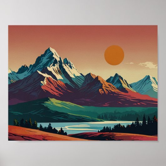 Panoramatisches Poster im Mid-Century-Modern-Stil (Vorne)