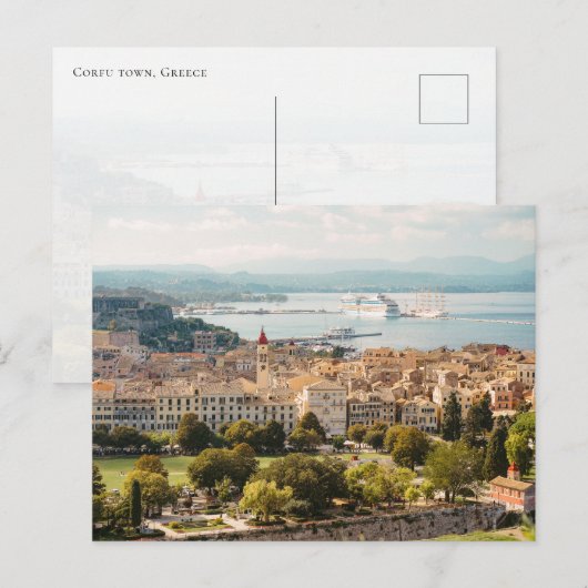 Panoramic Corfu Old Town view, Greece Postkarte (Vorne/Hinten)