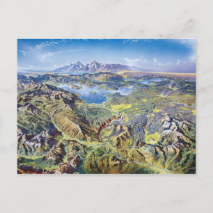 Panoramic Drawing Of Yellowstone Postkarte