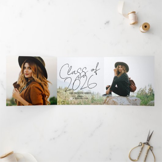 Panoramic Graduate Tri-Fold Announcement Dreifach Gefaltete Ankündigung (Innenseite)