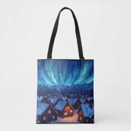 Panoramic Stained Glass Winter Village Tasche