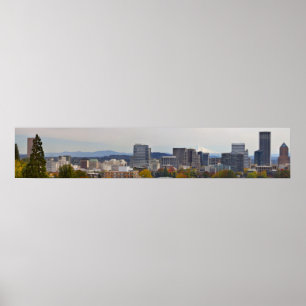 Panoramic View of Downtown Portland Oregon in Fall Poster