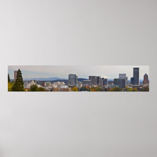 Panoramic View of Downtown Portland Oregon in Fall Poster (Vorne)