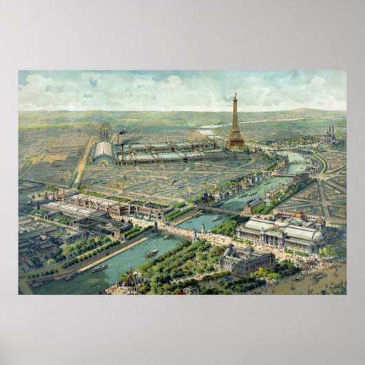 Panoramische Darstellung der Weltausstellung 1900 Poster (Vorne)
