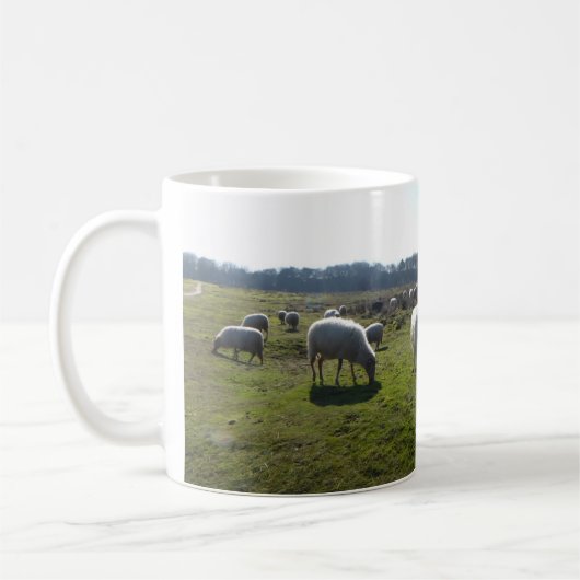 Panoramische Heide mit der Schaf-Tasse Kaffeetasse (Links)
