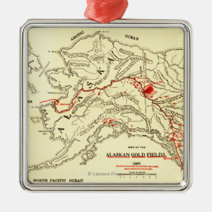Panoramische Karte Alaskas Silbernes Ornament
