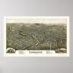 Panoramische Karte Cambridges, OH- - 1897 Poster