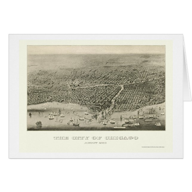 Panoramische Karte Chicagos, IL - 1860 (Vorderseite (Horizontal))