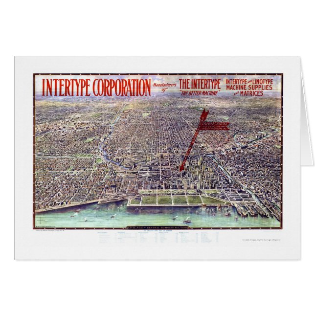 Panoramische Karte Chicagos, IL - 1916 (Vorderseite (Horizontal))