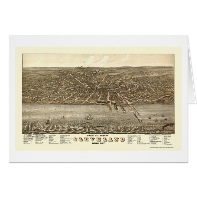 Panoramische Karte Clevelands, OH- - 1877 (Vorderseite (Horizontal))